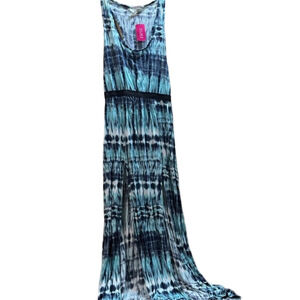 A'gaci Blue Green V Neck Sleeveless Sundress Medium NWT